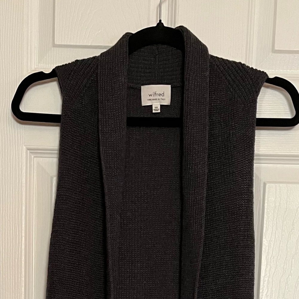 ARITZIA WILFRED 100% Wool Longline Vest - Charcoal Grey - Size XXS